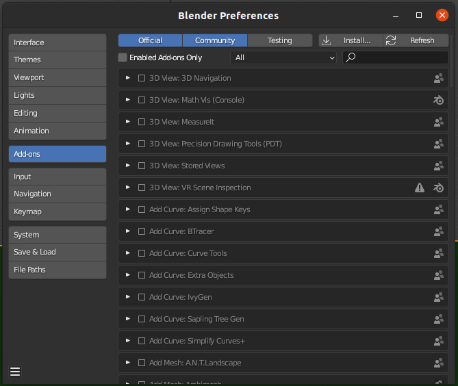 Blender Addons Section